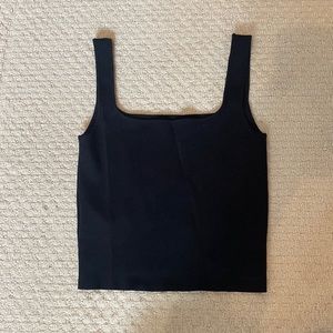 maje square neck black knit crop top